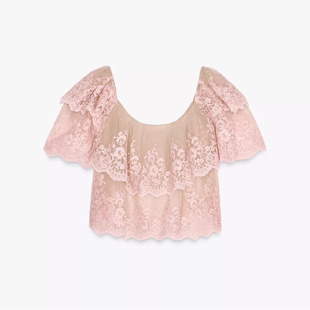Zara Pink Lace Blouse